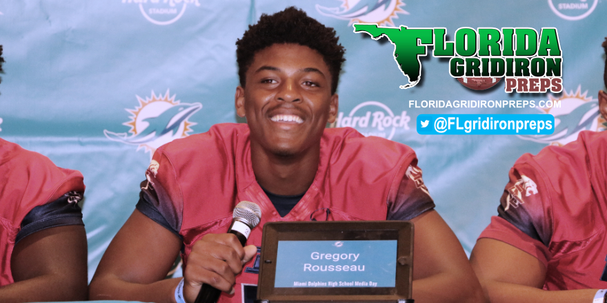 Gregory Rousseau at 2017 Dolphins HS Media Day
