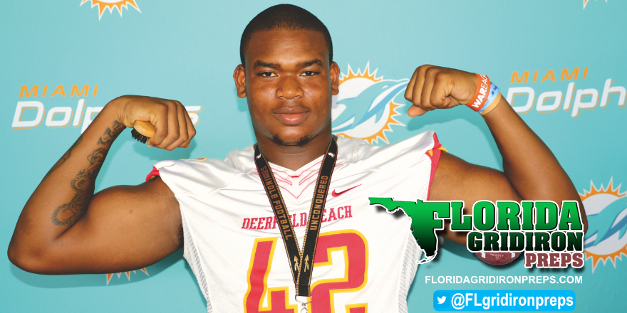 Deerfield Beach LB Rosendo Louis at 2017 Dolphins Media Day