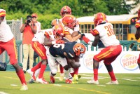 2020 Carol City DB Victor Covington III on the tackle vs. University of Miami commit Xavier Restrepo
