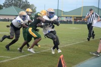 Daytona Beach Mainland RB D'Andre Mcmillian pushed out on bounds on the gain